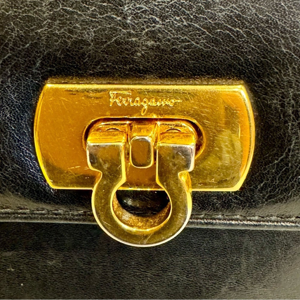 Salvatore Ferragamo Wallet Black Leather with Gold Hardware - Picture 3 of 11